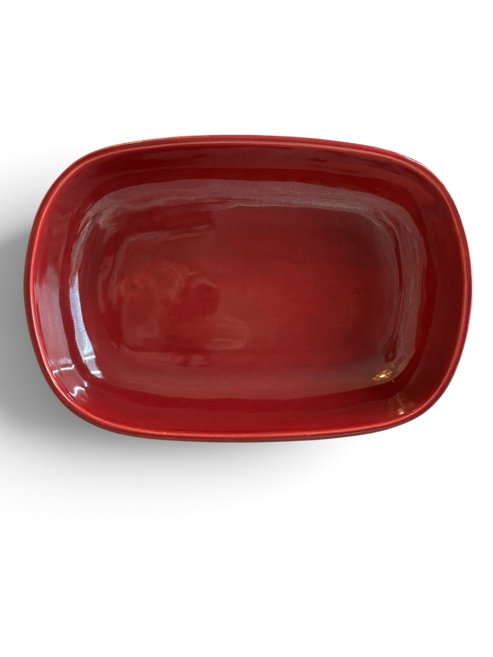 Vintage Bauer Pottery Burgundy Plainware Oval Baker Dish 9.5x6.5 California Art